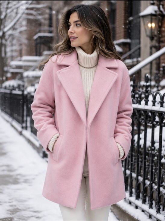 J.O.A Los angeles Jackets & Blazers - NWT JOA Los Angeles Wool Blend Pastel Pink Overcoat Sz M Feminine Oversized
